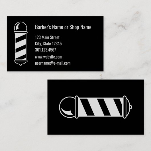 Sjabloon 2-zijdig zwart-wit Barber Visitekaartje (Voorkant / Achterkant)