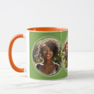 Sjabloon 3 Cirkelfoto's Collage Groen C111 Mok