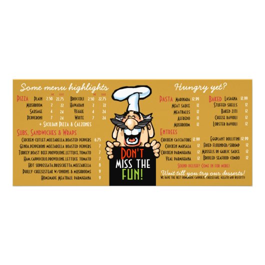 Sjabloon 4x9.Italiaans.Chef.Pizza 2 van het menu U (Achterkant)