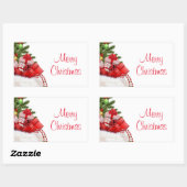 Sjabloon aangepaste kerstboom en cadeautjes rechthoekige sticker (Vel)