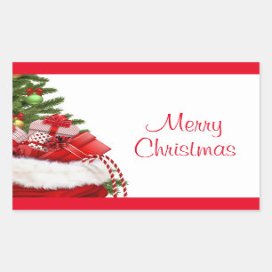 Sjabloon aangepaste kerstboom en cadeautjes rechthoekige sticker