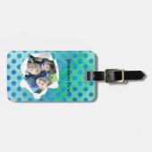 Sjabloon Aangepaste papiercentrale foto blauwe Sti Bagagelabel (Voorkant horizontaal)