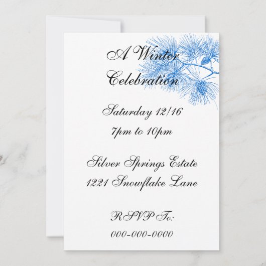 Sjabloon Aangepaste uitnodiging voor blauwe en wit (Achterkant)