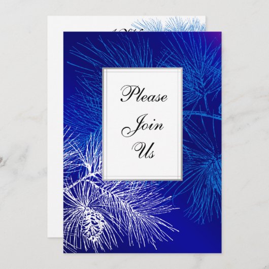 Sjabloon Aangepaste uitnodiging voor blauwe en wit (Voorkant / Achterkant)