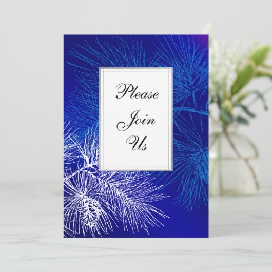 Sjabloon Aangepaste uitnodiging voor blauwe en wit (Staand voorkant)