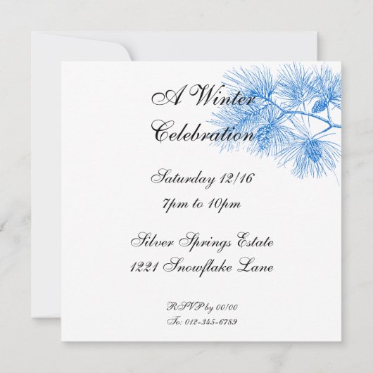 Sjabloon Aangepaste uitnodiging voor blauwe en wit (Achterkant)