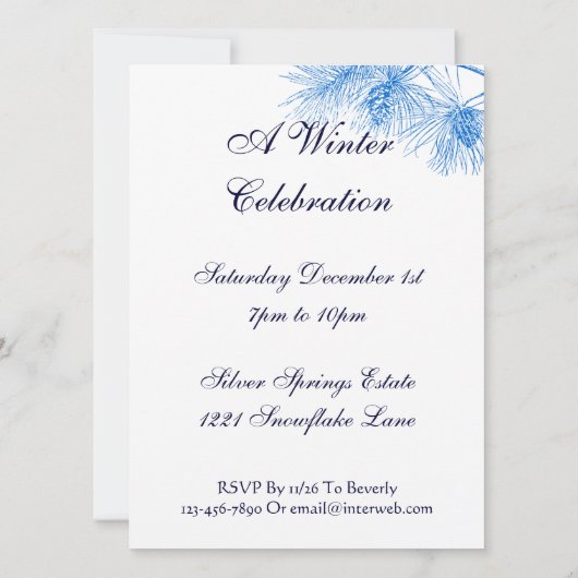 Sjabloon Aangepaste uitnodiging voor blauwe en wit (Achterkant)