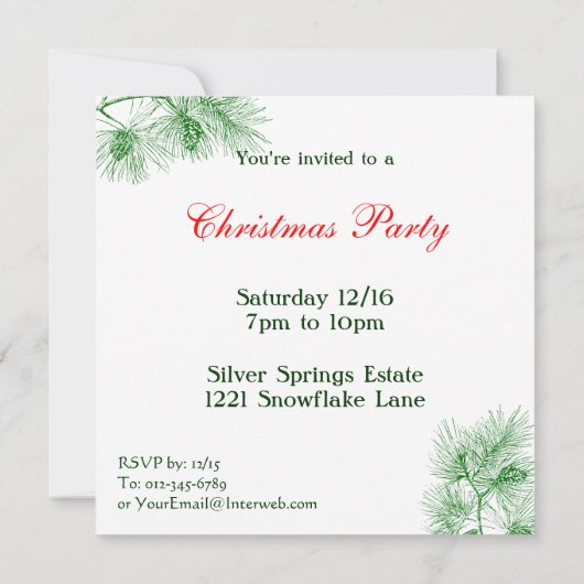 Sjabloon Aangepaste uitnodiging voor groene en bla (Achterkant)