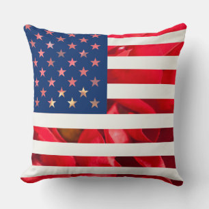 Sjabloon Amerikaanse rode rozen vlag Kussen