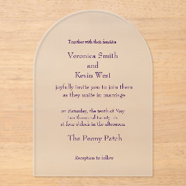 Sjabloon Arched Frosted Wedding Invitation Acryl Uitnodigingen