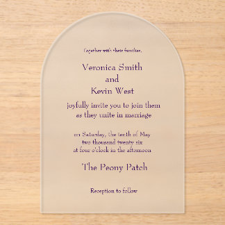 Sjabloon Arched Frosted Wedding Invitation Acryl Uitnodigingen