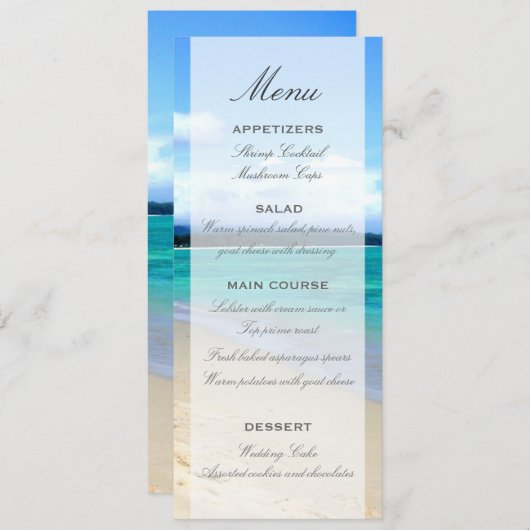 Sjabloon Beach Wedding Menu (Voorkant / Achterkant)