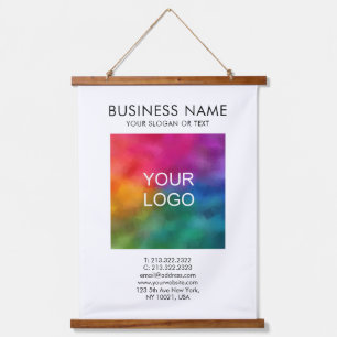 Sjabloon Bedrijf Logo Tekst Promotie Hangend Wandkleed