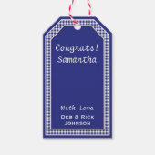 Sjabloon blauw-wit Gingham-HANG LABEL Cadeaulabel (Voorkant)