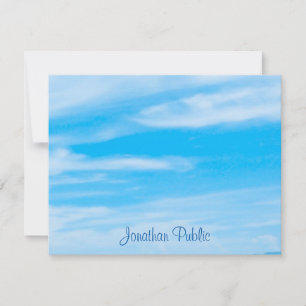 Sjabloon Blauwe hemel witte wolken met handschrift