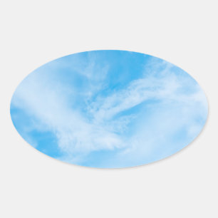 Sjabloon Blauwe Lucht Natuur Witte Wolken Ovale Sticker