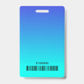 Sjabloon Bright Aqua Blue Ombre Logo Barcode ID Badge (Achterkant)