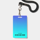 Sjabloon Bright Aqua Blue Ombre Logo Barcode ID Badge (Achterkant met lanyard)