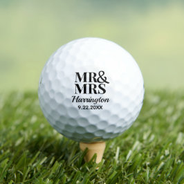 Sjabloon bruiloft gunst Mr. & Mrs. Naam Leuke Clas Golfballen