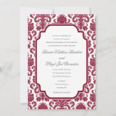 Sjabloon Burgundy Wedding Damask Pattern Kaart (Voorkant)