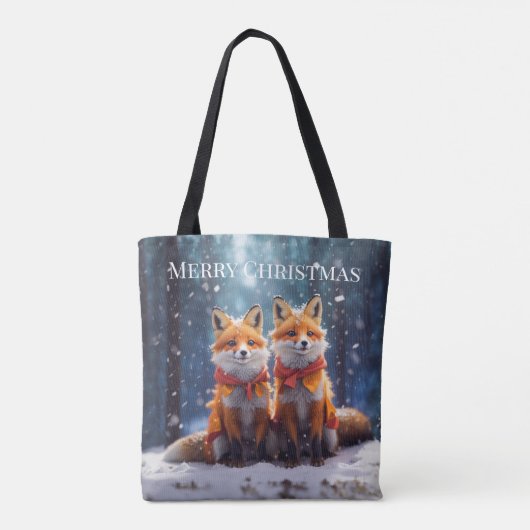 Sjabloon Canvas tas Schattigee vossen in een besne (Achterkant)