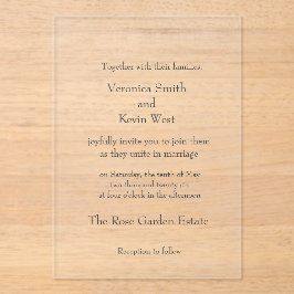 Sjabloon Clear Acryl Huwelijksuitnodiging Uitnodigingen