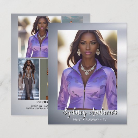 Sjabloon compcard voor modellen van Shining Stars (Voorkant / Achterkant)