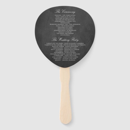 Sjabloon Elegant Chalkboard Wedding Program Handwaaier (Achterkant)