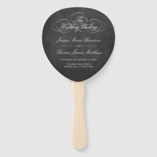 Sjabloon Elegant Chalkboard Wedding Program Handwaaier (Voorkant)