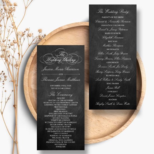 Sjabloon Elegant Chalkboard Wedding Program Reclamekaart