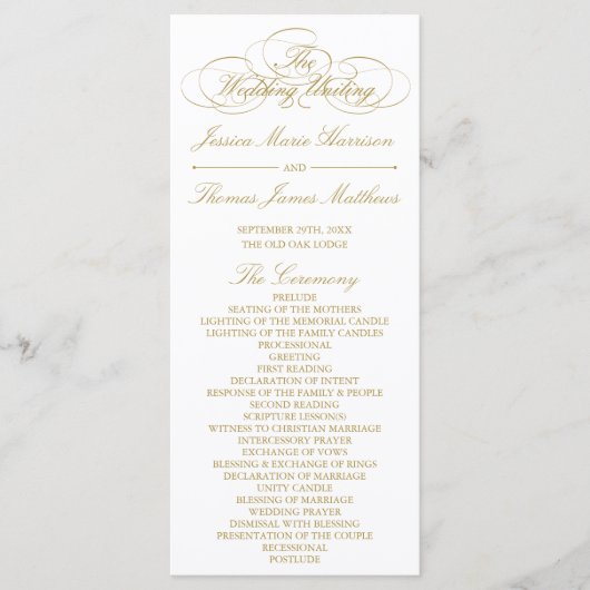 Sjabloon Elegant Gold & White Wedding Program (Voorkant)