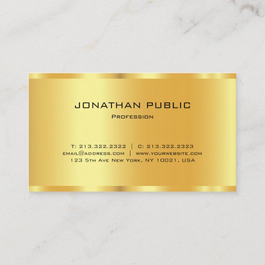 Sjabloon Elegant Modern Halfglans Zwart & Goud Visitekaartje (Achterkant)