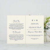 Sjabloon Elegant Navy Blue & Ivory Wedding Program (Staand voorkant)