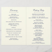 Sjabloon Elegant Navy Blue & Ivory Wedding Program (Achterkant)