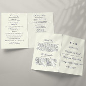 Sjabloon Elegant Navy Blue & Ivory Wedding Program