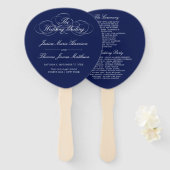 Sjabloon Elegant Navy Blue & White Wedding Program Handwaaier (Voorkant en achterkant)