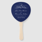 Sjabloon Elegant Navy Blue & White Wedding Program Handwaaier (Voorkant)