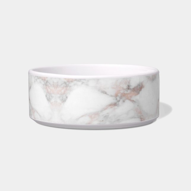 Sjabloon Elegant Roos Gold White Marble Trendy Voerbakje (Voorkant)