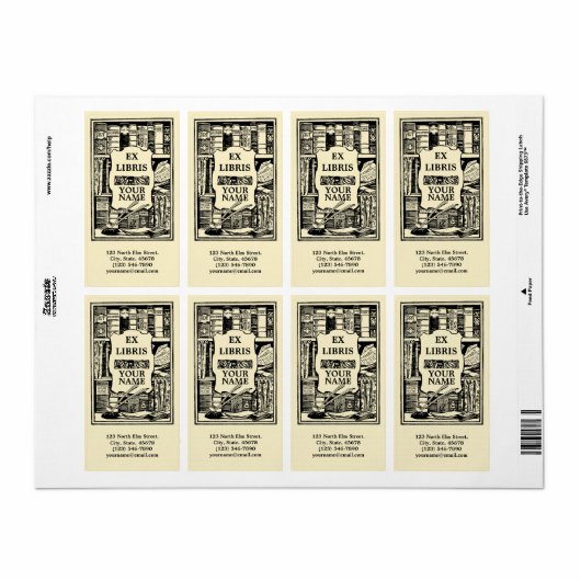 Sjabloon  Ex Libris Book Shelves Etiket (Full Sheet)