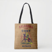 Sjabloon Faux Burlap Oklahoma Cody Alfalfa Draagtas (Voorkant)