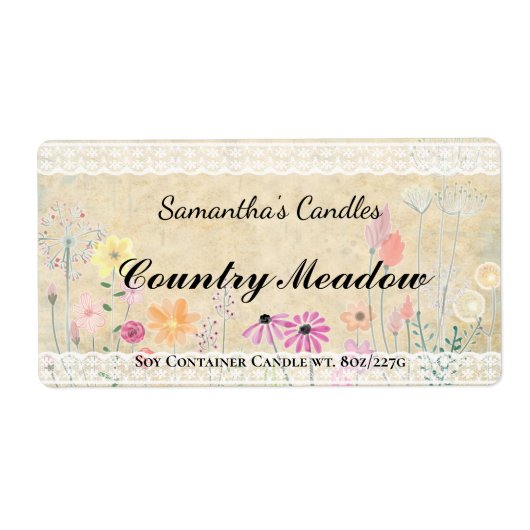 Sjabloon "Floral Parchment Candle Label" Etiket (Voorkant)
