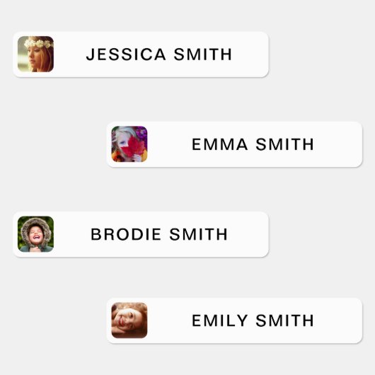 Sjabloon Foto- en naamlabels voor Sticker (Groep)