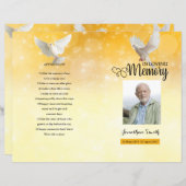 Sjabloon Golden & duve Funeral Program (Voorkant / Achterkant)