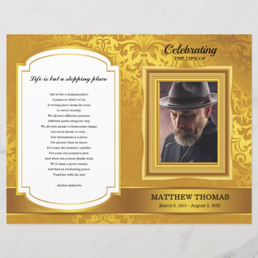 Sjabloon Golden Funeral Program (Voorkant)