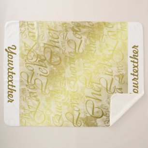 sjabloon, gouden bloem, fantasie, elegant, patroon sherpa deken