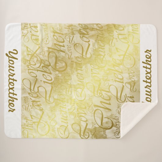 sjabloon, gouden bloem, fantasie, elegant, patroon sherpa deken (Voorkant (horizontaal))