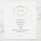 sjabloon gouden crest monogram bruiloft wijn etiket (Enkel label)