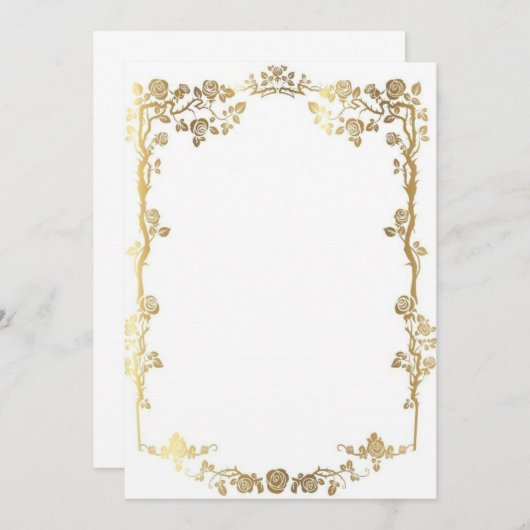 Sjabloon goudflorale uitnodiging (Voorkant / Achterkant)