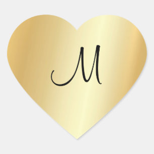 Sjabloon handscript monogram Aangepast Faux Gold Hart Sticker