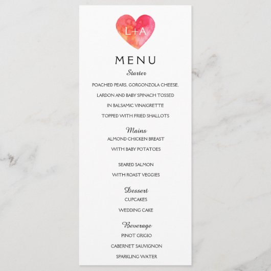 Sjabloon in het Romantic Wedding Menu (Voorkant)